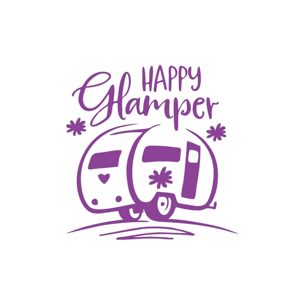 Happy Camper Sticker 17x17 Cm Mor ürün görseli 1