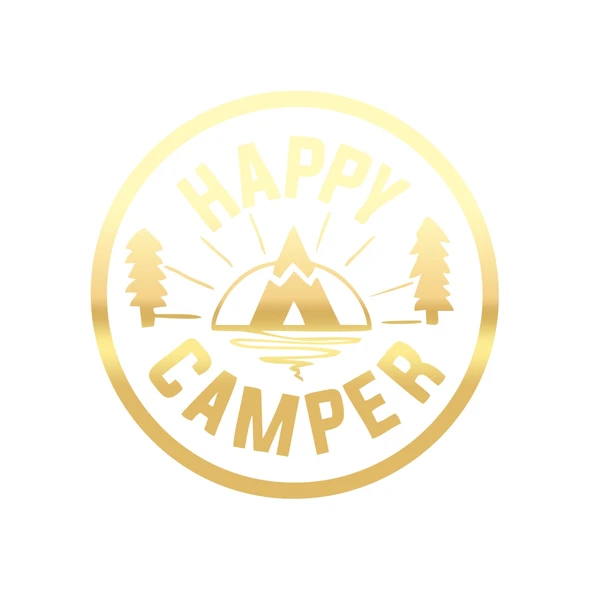Happy Camper Sticker 17x17 Cm Gold ürün görseli 1