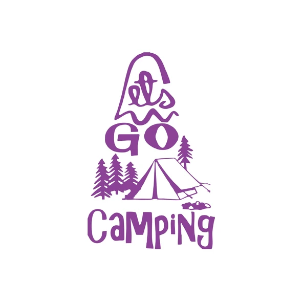 Lets Go Camping Sticker 17x17 Cm Mor ürün görseli 1