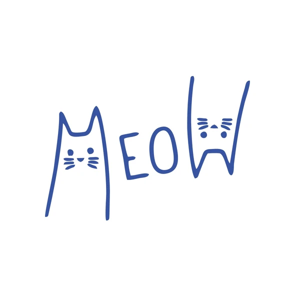 Meow Kedi Sticker 17x17 Cm Mavi ürün görseli 1