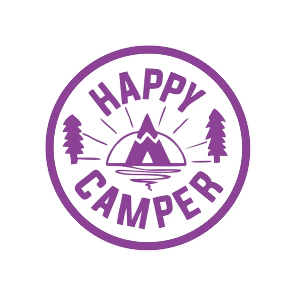 Happy Camper Sticker 17x17 Cm Mor ürün görseli 1