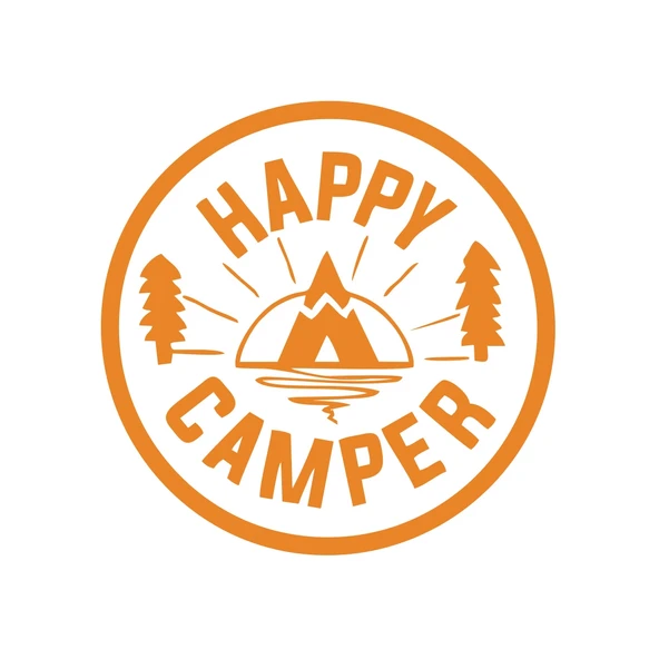Happy Camper Sticker 17x17 Cm Turuncu ürün görseli 1