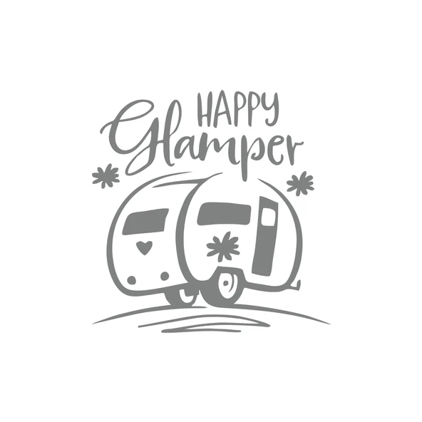 Happy Camper Sticker 17x17 Cm Gri ürün görseli 1