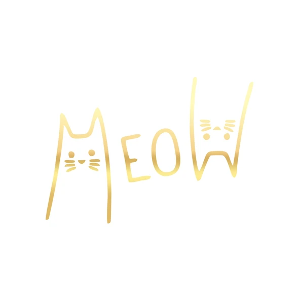 Meow Kedi Sticker 17x17 Cm Gold ürün görseli 1
