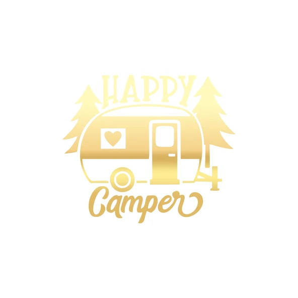 Happy Camper Sticker 17x17 Cm Gold ürün görseli 1