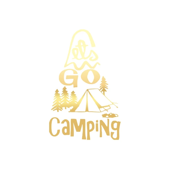 Lets Go Camping Sticker 17x17 Cm Gold ürün görseli 1