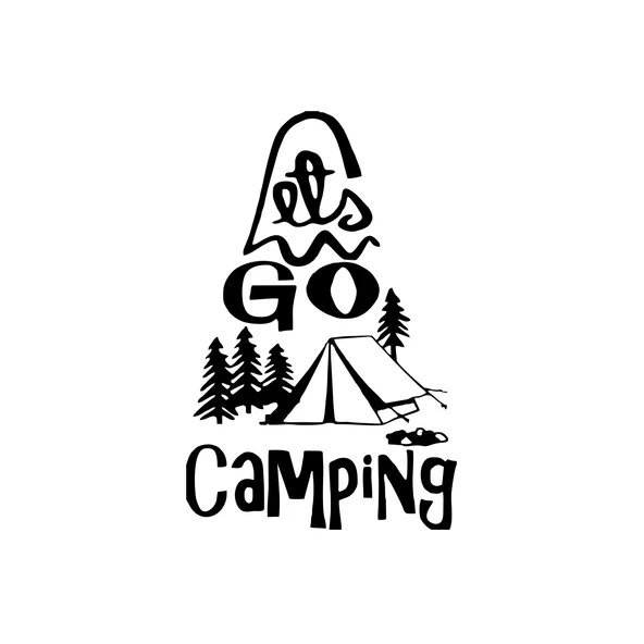 Lets Go Camping Sticker 17x17 Cm Siyah ürün görseli 1