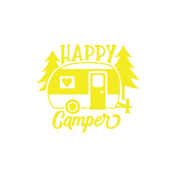 Happy Camper Sticker 17x17 Cm Sarı ürün görseli 1