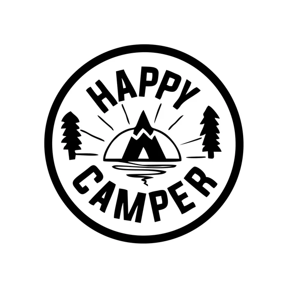 Happy Camper Sticker 17x17 Cm Siyah ürün görseli 1