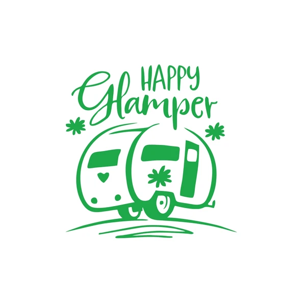 Happy Camper Sticker 17x17 Cm Yeşil ürün görseli 1