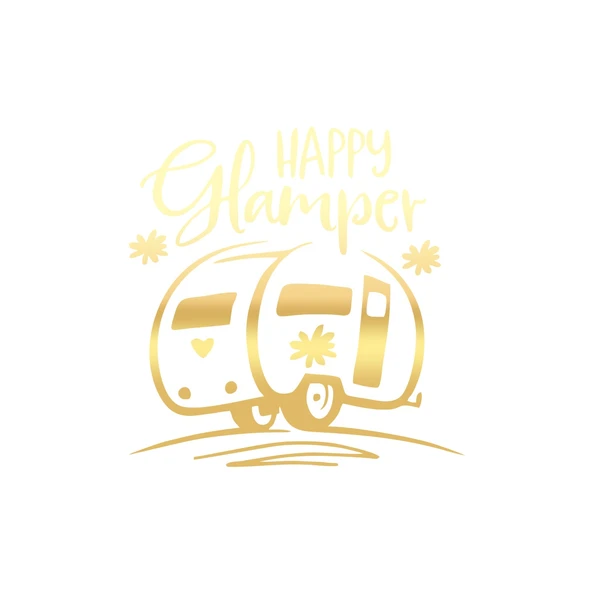 Happy Camper Sticker 17x17 Cm Gold ürün görseli 1