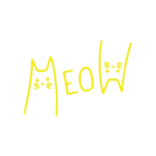 Meow Kedi Sticker 17x17 Cm Sarı ürün görseli 1
