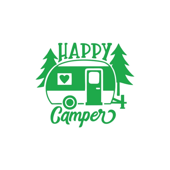 Happy Camper Sticker 17x17 Cm Yeşil ürün görseli 1