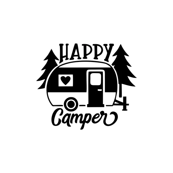 Happy Camper Sticker 17x17 Cm Siyah ürün görseli 1