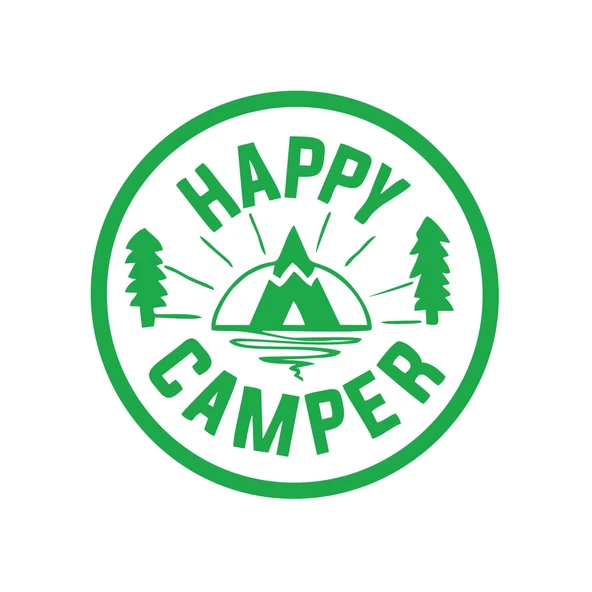 Happy Camper Sticker 17x17 Cm Yeşil ürün görseli 1