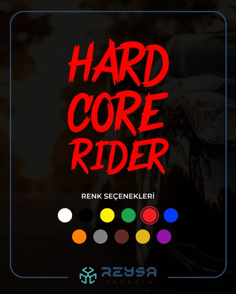 Hard Core Rider Sticker 17x17 Cm Kırmızı ürün görseli 1
