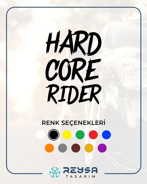 Hard Core Rider Sticker 17x17 Cm Siyah ürün görseli 1