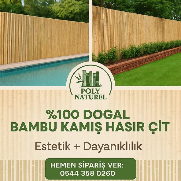 Polynaturel Doğal Kamış Hasır Çit 1m X 5m Doğal Bambu -bahçe Çiti - Gölgelik Hasır -tavan Dekorasyon ürün görseli 1