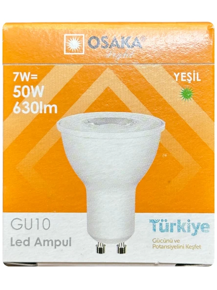 (1 Adet) Osaka 7W Yeşil Işık GU10 Duylu Led Çanak Ampul ürün görseli 1