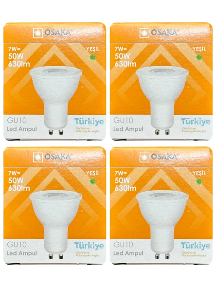 (4 Adet) Osaka 7W Yeşil Işık GU10 Duylu Led Çanak Ampul ürün görseli 1