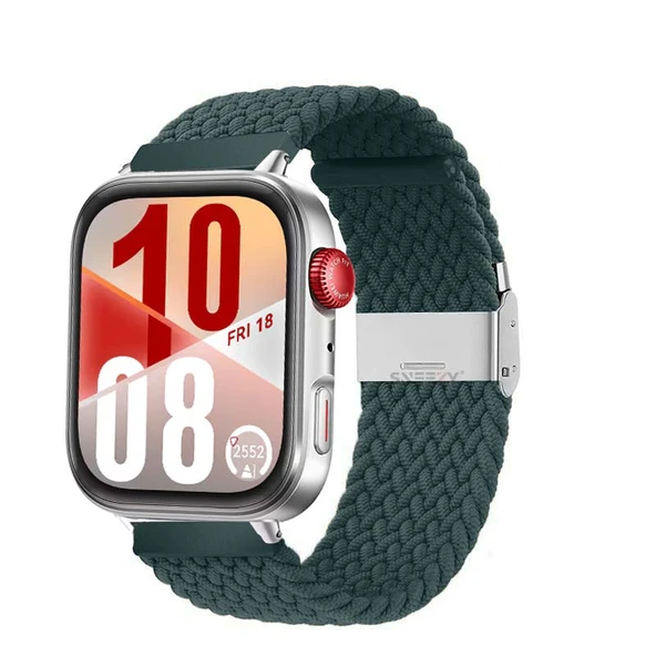 Huawei Watch Fit 4 Fit 4 Pro İle Uyumlu Metal Klipsli Solo Fiberlink Yumuşak Kumaş Örgü Kordon  Petrol ürün görseli 1