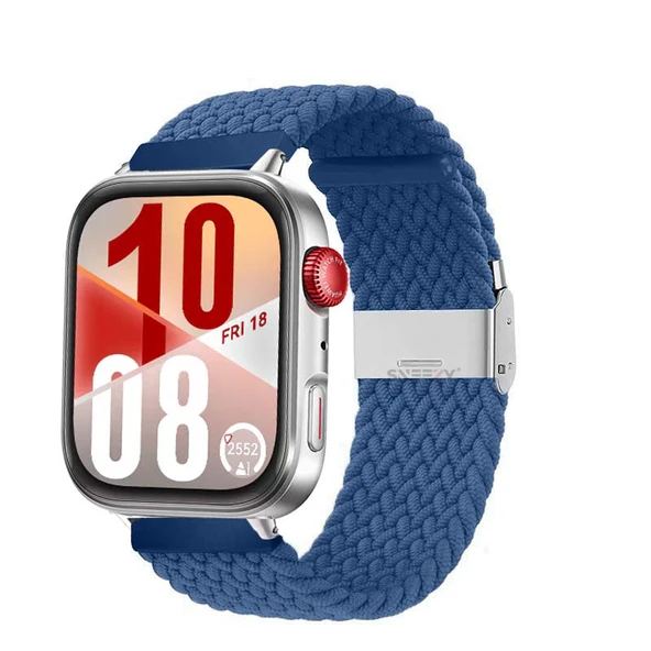 Huawei Watch Fit 4 Fit 4 Pro İle Uyumlu Metal Klipsli Solo Fiberlink Yumuşak Kumaş Örgü Kordon  Mavi ürün görseli 1