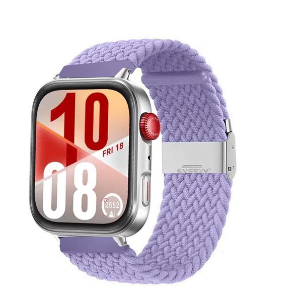 Huawei Watch Fit 4 Fit 4 Pro İle Uyumlu Metal Klipsli Solo Fiberlink Yumuşak Kumaş Örgü Kordon  Lila ürün görseli 1