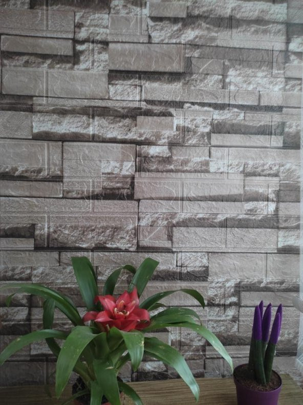 Renkli Duvarlar 10 Adet 70-77cm Taş Desen Yapışkanlı Duvar Kağıdı Panel NW116 ürün görseli 1