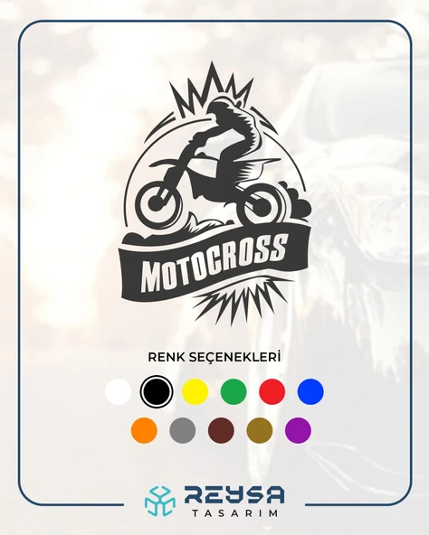 Motokros Sticker 17x17 Cm Siyah ürün görseli 1