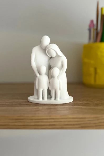 Aşk ve Birlik Temalı Aile Heykeli - Dekoratif Anneler Günü Babalar Günü Hediyesi (10x7 cm) ürün görseli 1