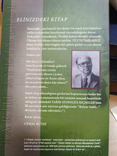 TARİH AYDINLIĞI  SEÇMELER-3 CEMAL KUTAY - Resim 3