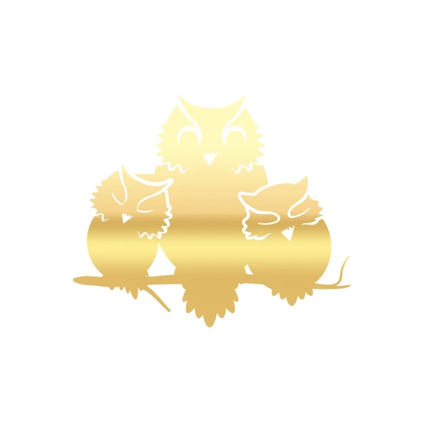 Sevimli Baykuşlar Sticker 17x17 Cm Gold ürün görseli 1