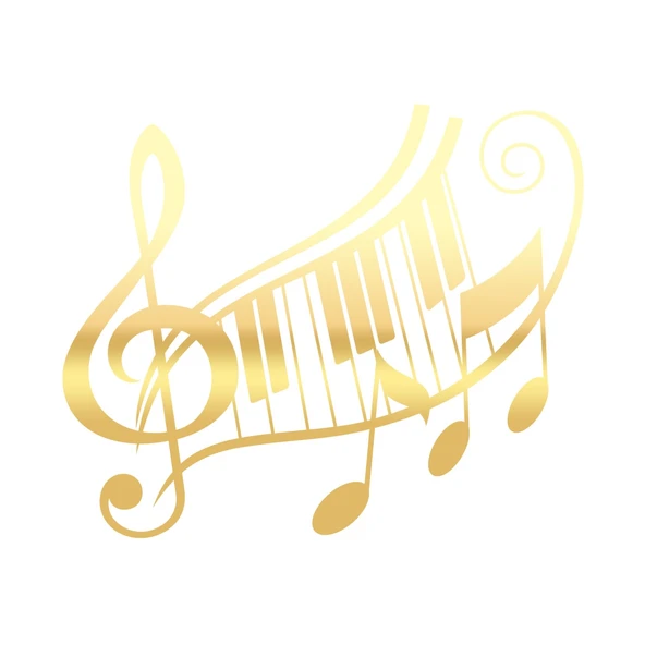 Müzik ve Nota Sticker 17x17 Cm Gold ürün görseli 1