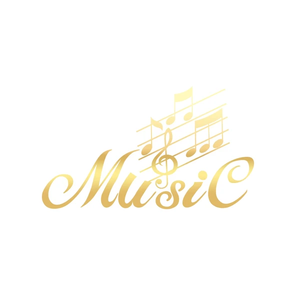 Müzik ve Nota Sticker 17x17 Cm Gold ürün görseli 1