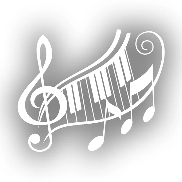 Müzik ve Nota Sticker 17x17 Cm Beyaz ürün görseli 1