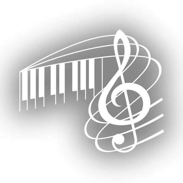 Müzik ve Nota Sticker 17x17 Cm Beyaz ürün görseli 1