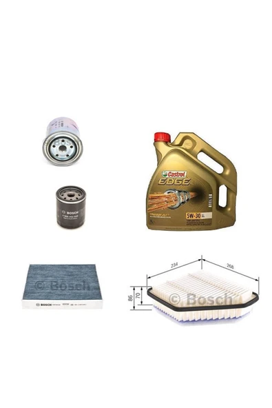 Filtre Seti Toyota Corolla 2007-2009 D4d Dizel 4'lü Set + Castrol 5w30 Edge 4 Lt ürün görseli 1