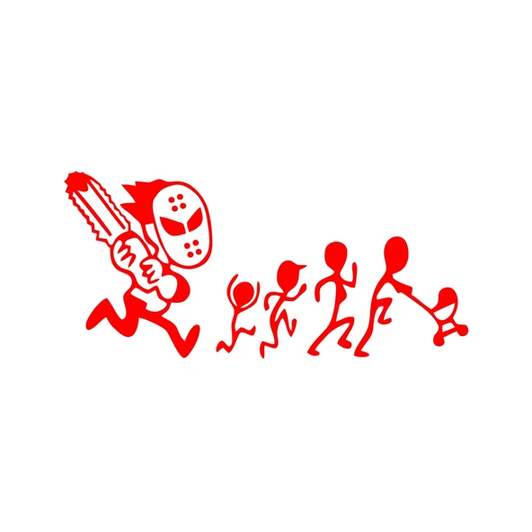 Jason Voorhees Koşan Aile Komik Sticker 17x17 Cm Kırmızı ürün görseli 1