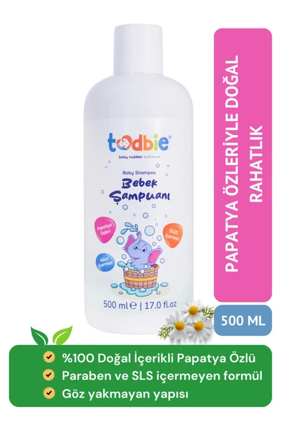TODBİE 500 ml Bebek Ve Çocuk Şampuanı,saç&vücut,göz Yakmaz,alkolsüz,parabensiz,konak Önleyici,sles Içermez ürün görseli 1