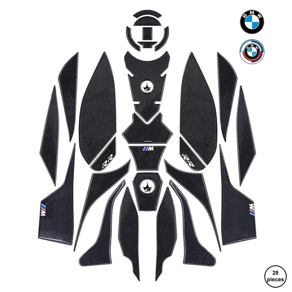 Grippatch BMW S1000RR 2023-2024 ile Uyumlu Kaydırmaz 6D Karbon 28 Parça Tank Pad Seti GC43 ürün görseli 1