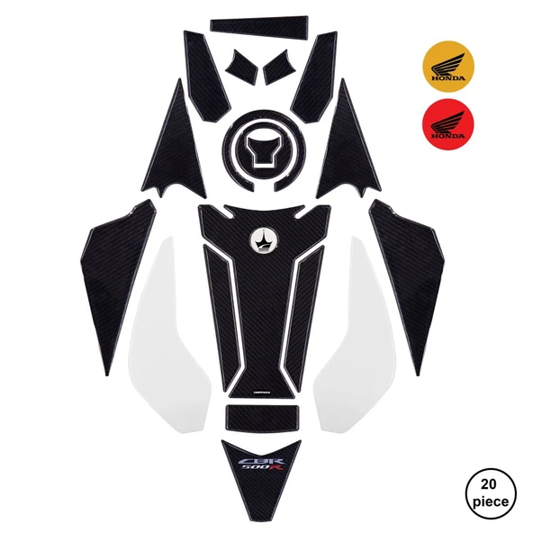 Grippatch Honda CBR500 2025 ile Uyumlu Kaydırmaz 6D Karbon 20 Parça Tank Pad Seti GC30 ürün görseli 1