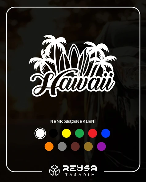 Hawaii Sticker 17x17 Cm Beyaz ürün görseli 1