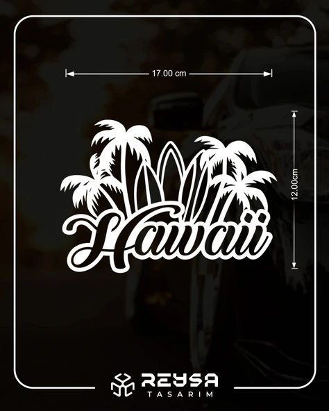 Hawaii Sticker 17x17 Cm Beyaz - Resim 2