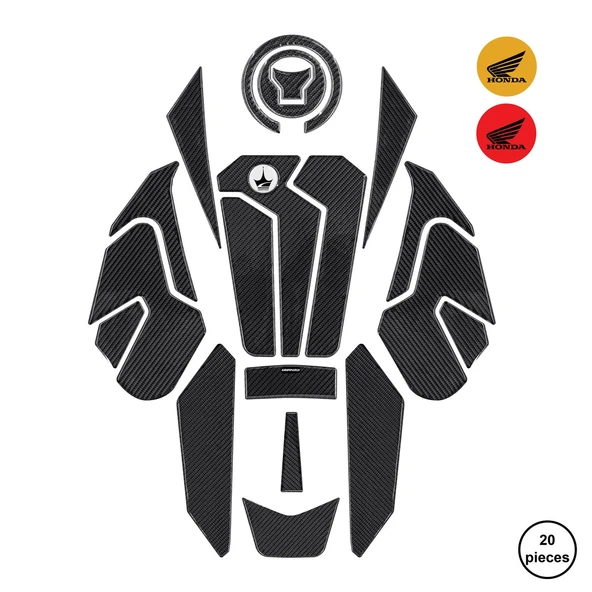 Grippatch Honda Hornet 750 2025 ile Uyumlu Kaydırmaz 6D Karbon 20 Parça Tank Pad Seti GC42 ürün görseli 1
