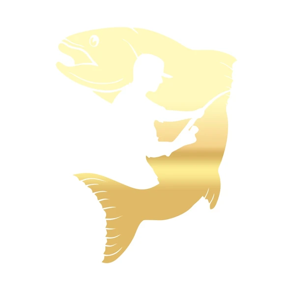 Balık ve Balıkçı Sticker 17x17 Cm Gold ürün görseli 1