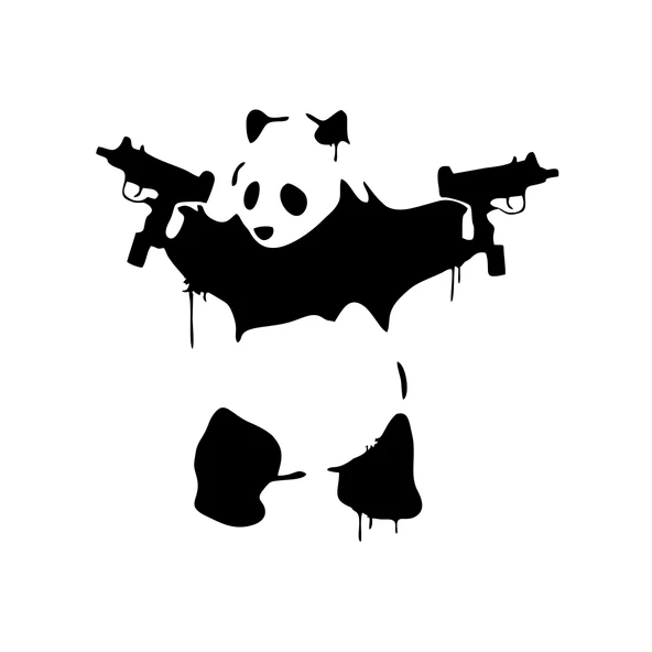 S*lahlı Panda Sticker 17x17 Cm Siyah ürün görseli 1