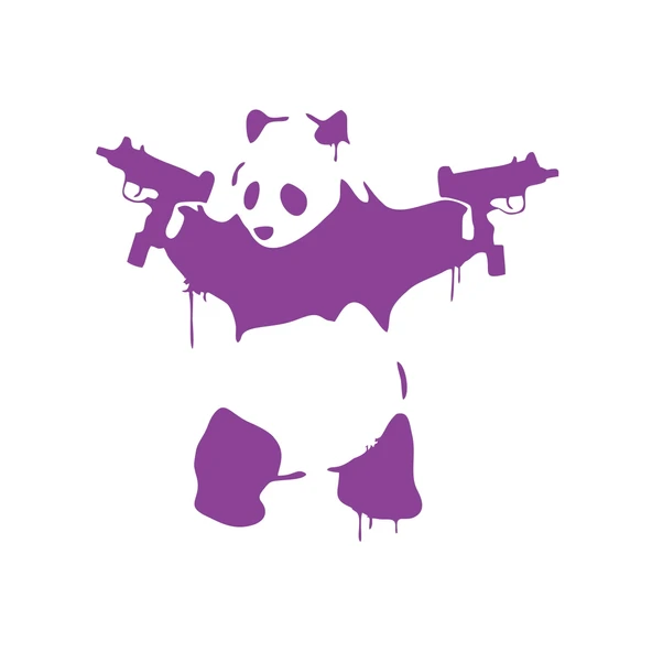 S*lahlı Panda Sticker 17x17 Cm Mor ürün görseli 1