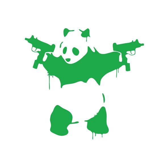 S*lahlı Panda Sticker 17x17 Cm Yeşil ürün görseli 1
