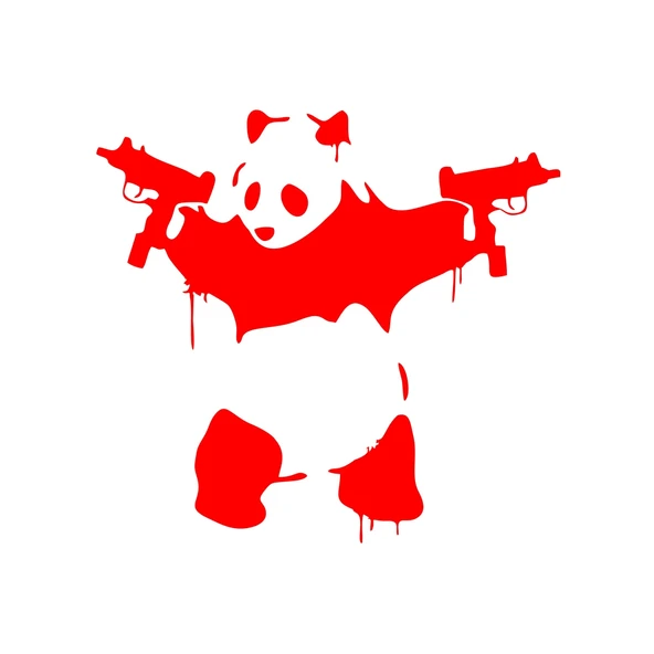 S*lahlı Panda Sticker 17x17 Cm Kırmızı ürün görseli 1
