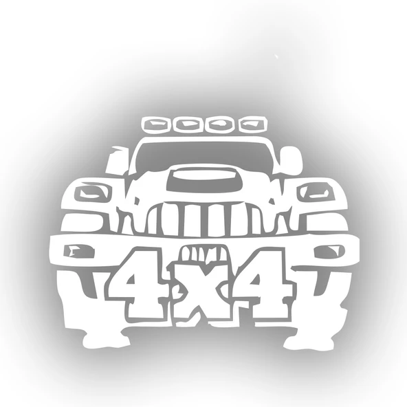 4x4 Off Road Jeep  Sticker 17x17 Cm Beyaz ürün görseli 1
